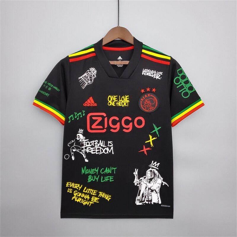 Camiseta Ajax Terceiro Uniforme Oficial Adidas Temporada 21/22 Edição Bob Marley