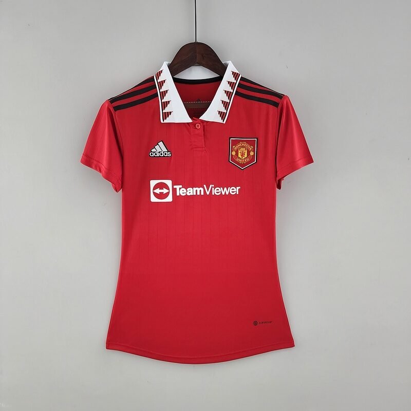 Camiseta Feminina Manchester United Casa Oficial Adidas Temporada 22/23