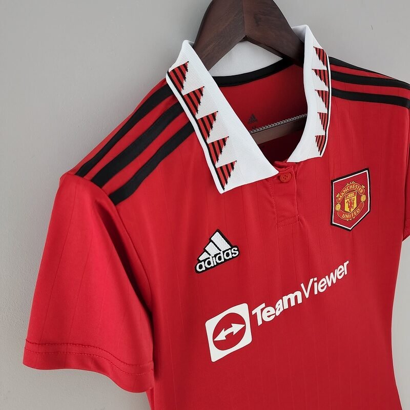 Camiseta Feminina Manchester United Casa Oficial Adidas Temporada 22/23