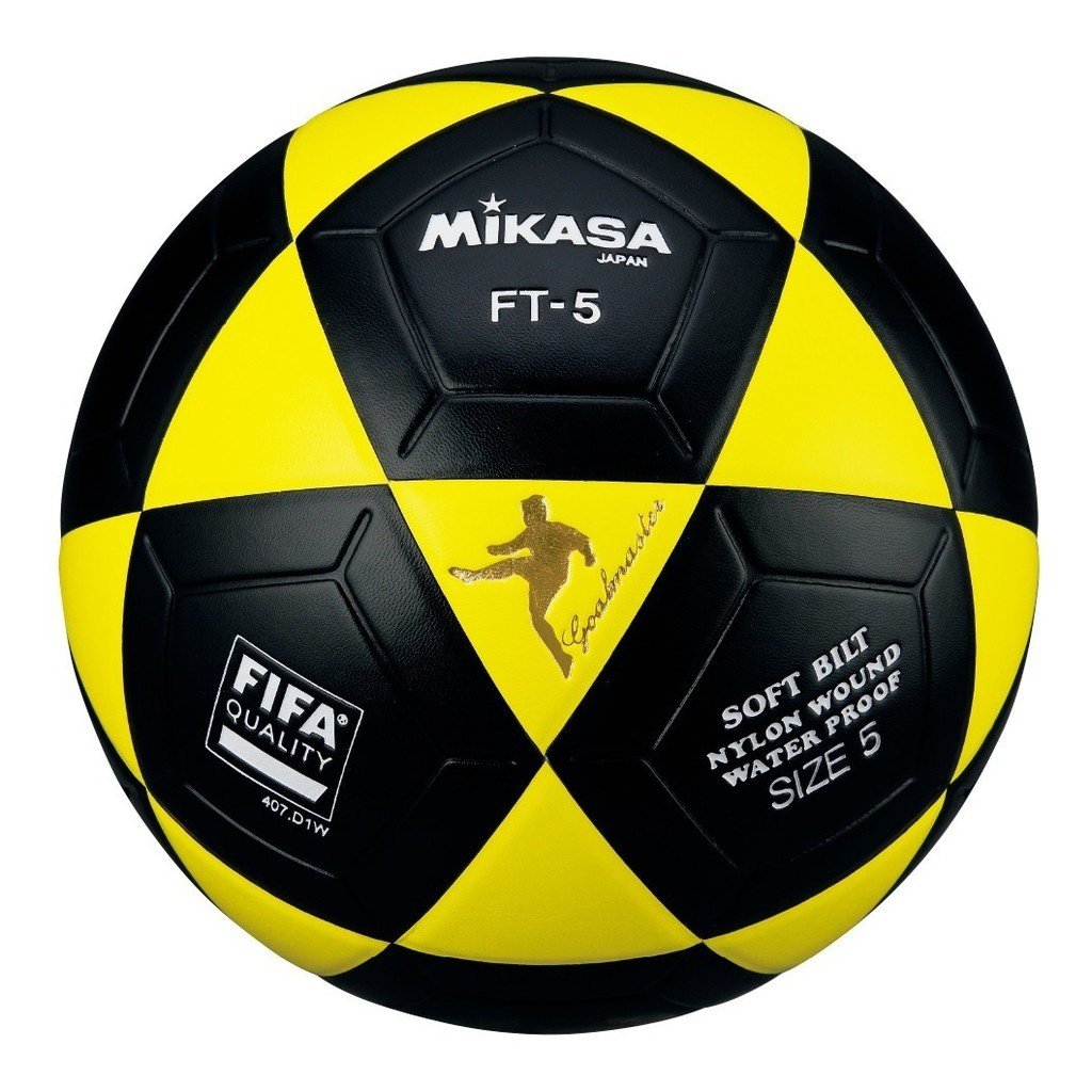 Bola de Futvolei Mikasa FIFA FT-5 BKY Amarelo e Preto em Couro Sintético  Laminado