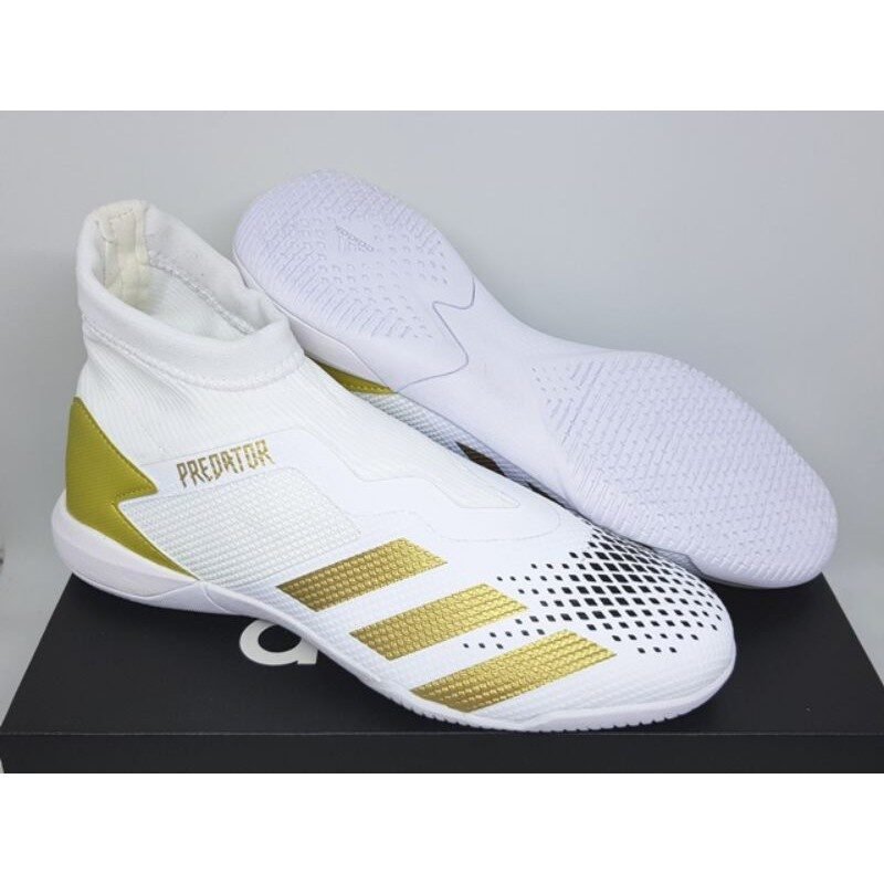 Tênis de Futsal Adidas Predator Mutator 20.3 Branco e Dourado