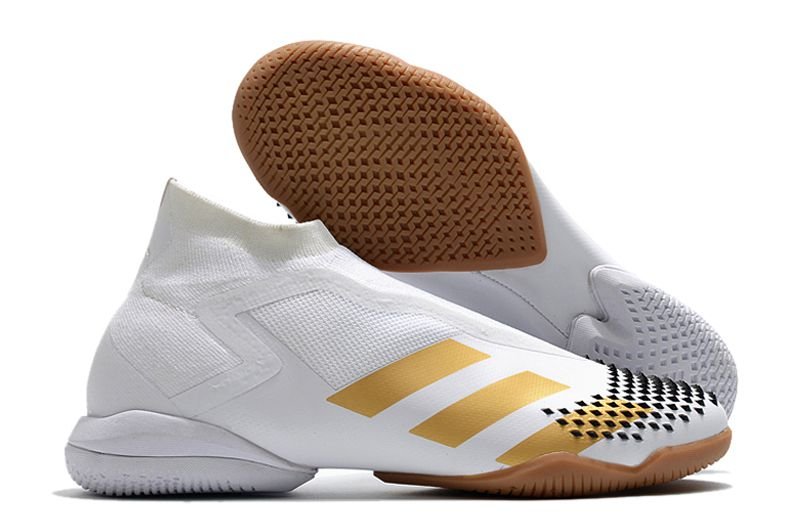 Tênis de Futsal Adidas Predator 20+ IC Branco dourado
