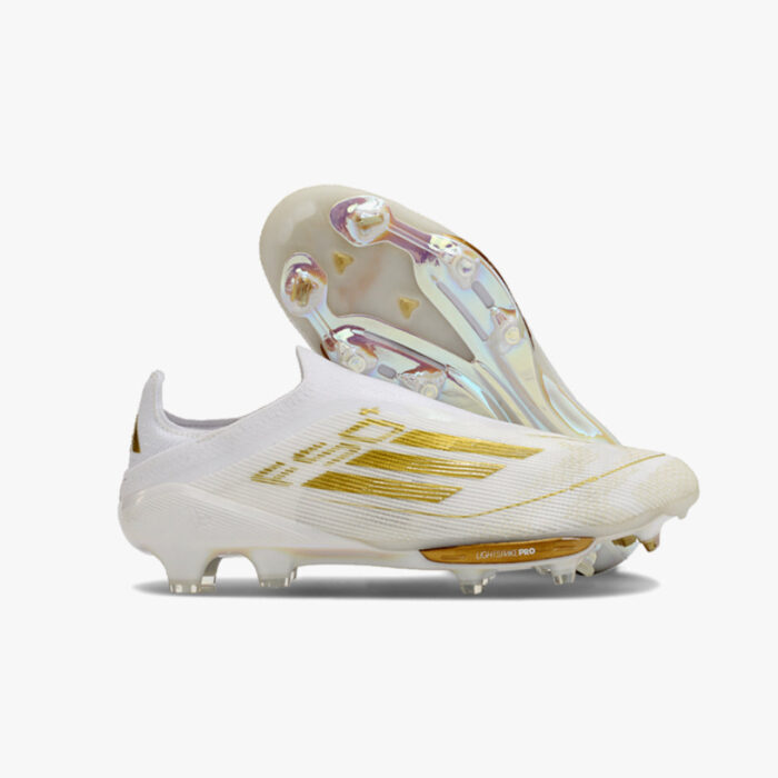 Chuteira de Campo Adidas F50 Elite Branco e Dourado