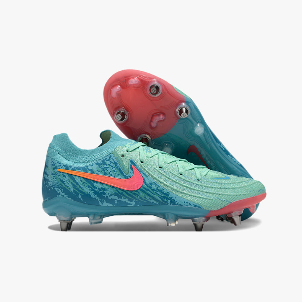 Chuteira de Campo Nike Phantom GX 2 Elite Azul e Rosa Trava Mista