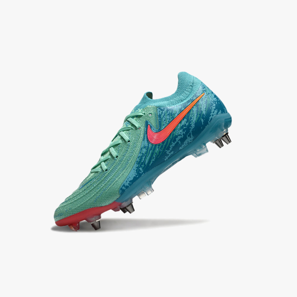 Chuteira de Campo Nike Phantom GX 2 Elite Azul e Rosa Trava Mista