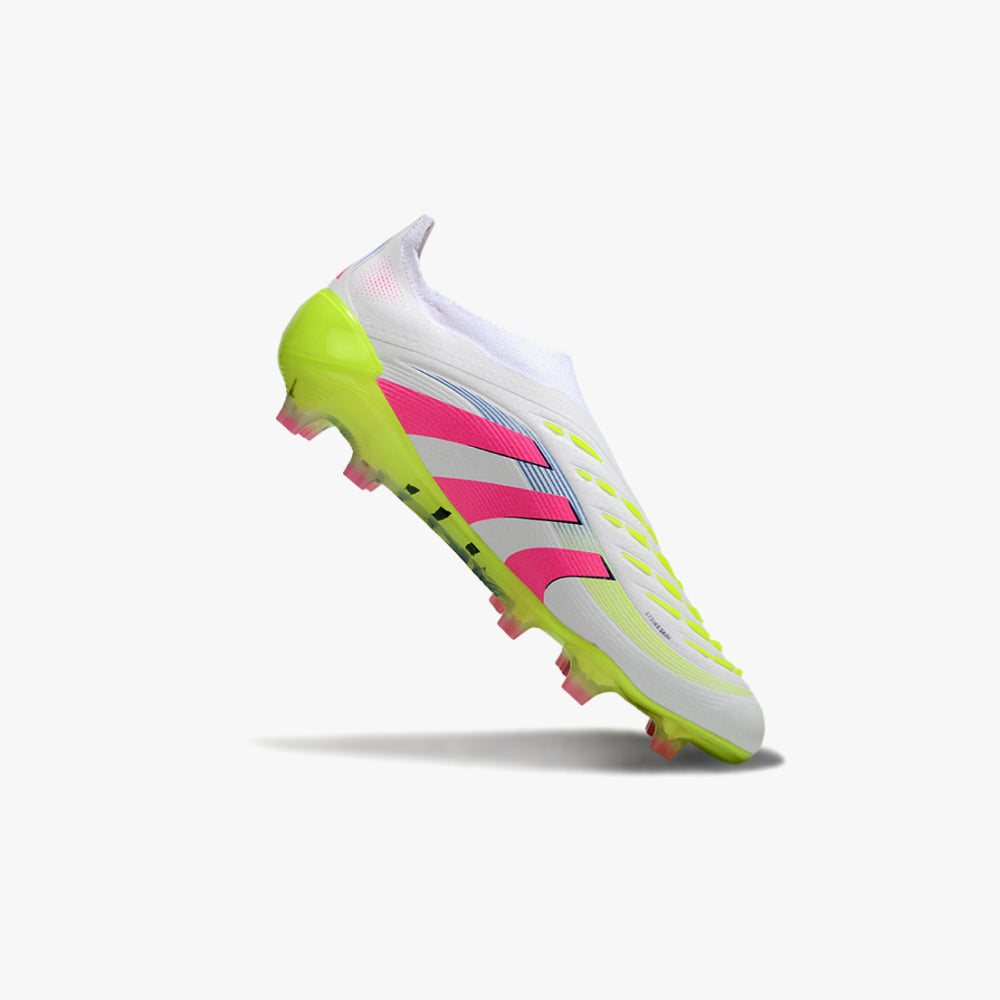 Chuteira de Campo Adidas Predator 25 Elite Branco e Rosa Sem Cadarço