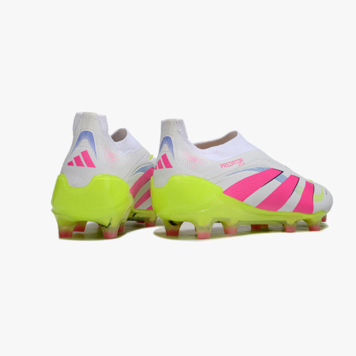 Chuteira de Campo Adidas Predator 25 Elite Branco e Rosa Sem Cadarço - Image 4
