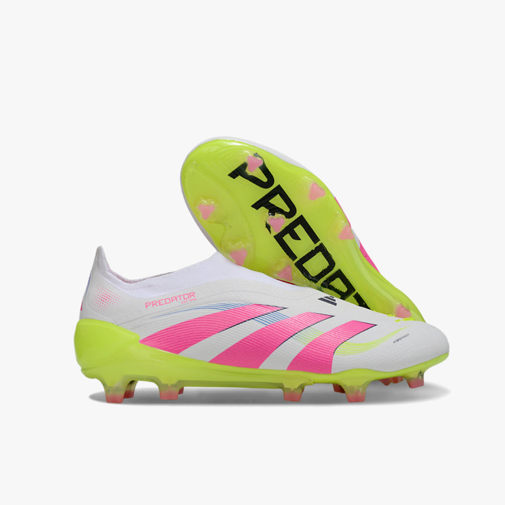 Chuteira de Campo Adidas Predator 25 Elite Branco e Rosa Sem Cadarço